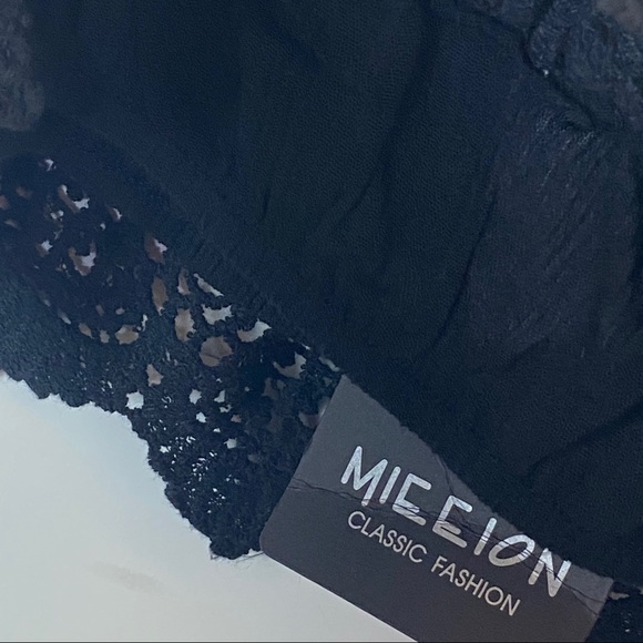 NWT LF Mieeion Black Embroidered Woven Off Shoulder Crop Top - Picture 5 of 12